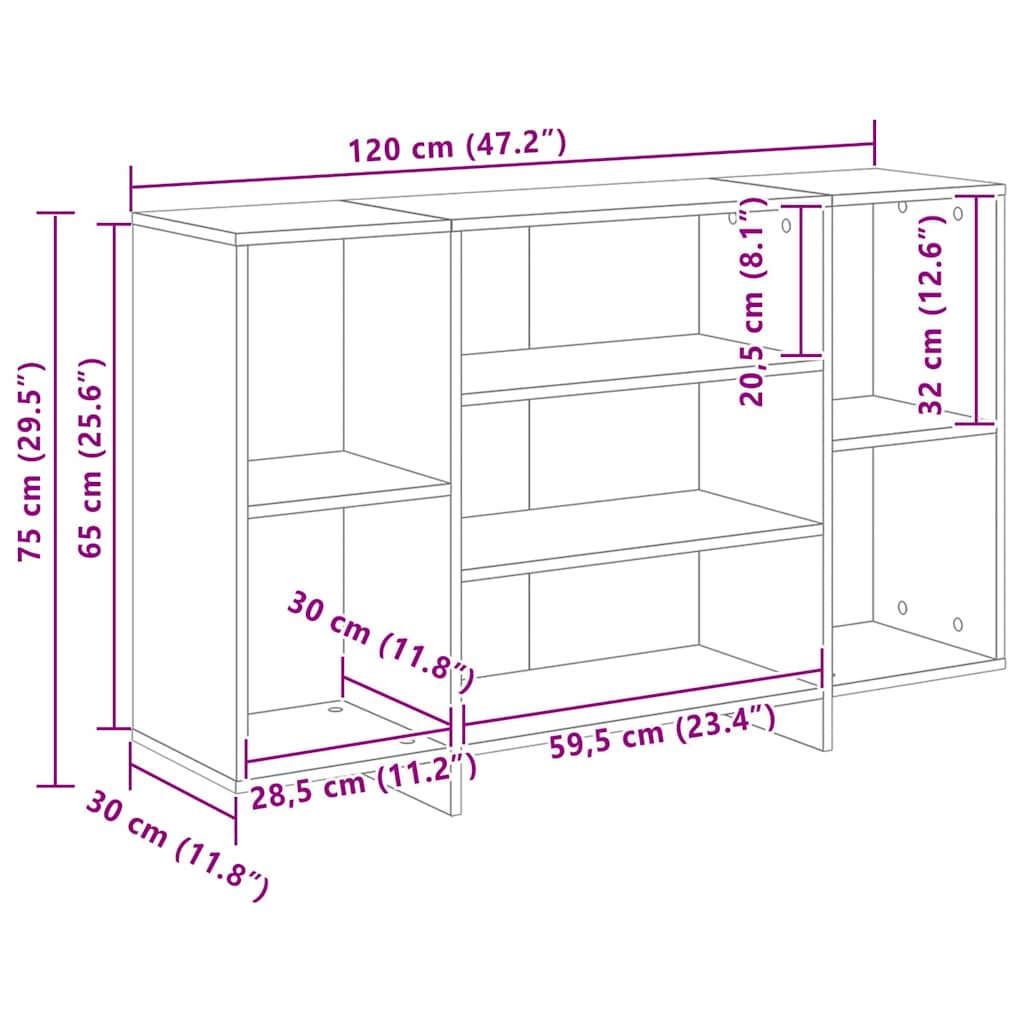 Sideboard Old Wood 120 x 30 x 75 cm Engineered Wood