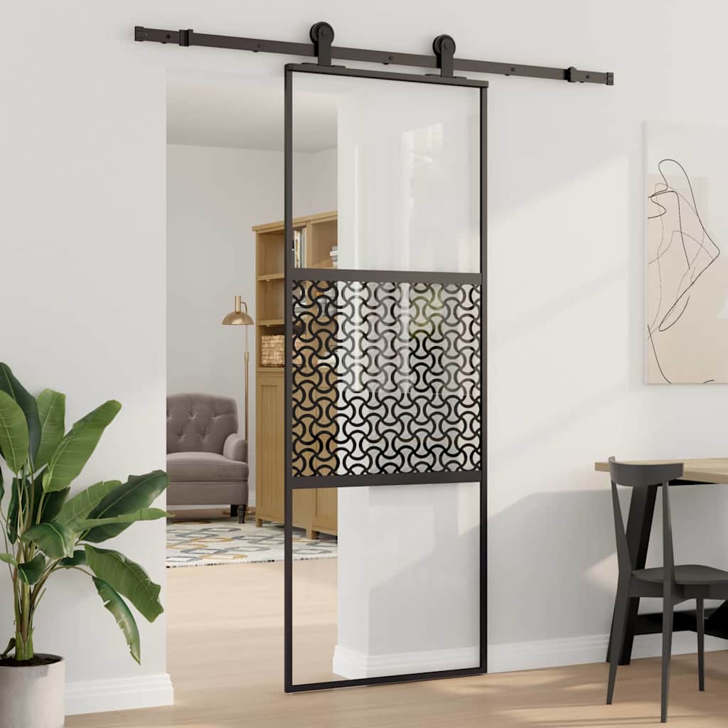 Glass Door Fretwork Black 76 x 2 x 205 cm Aluminium