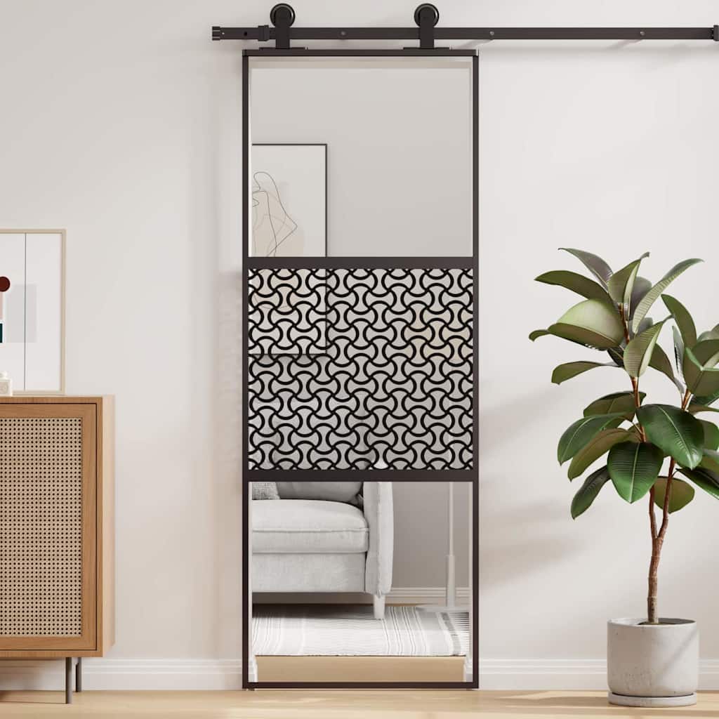 Glass Door Fretwork Black 76 x 2 x 205 cm Aluminium