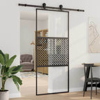 Glass Door Fretwork Black 90 x 2 x 205 cm Aluminium