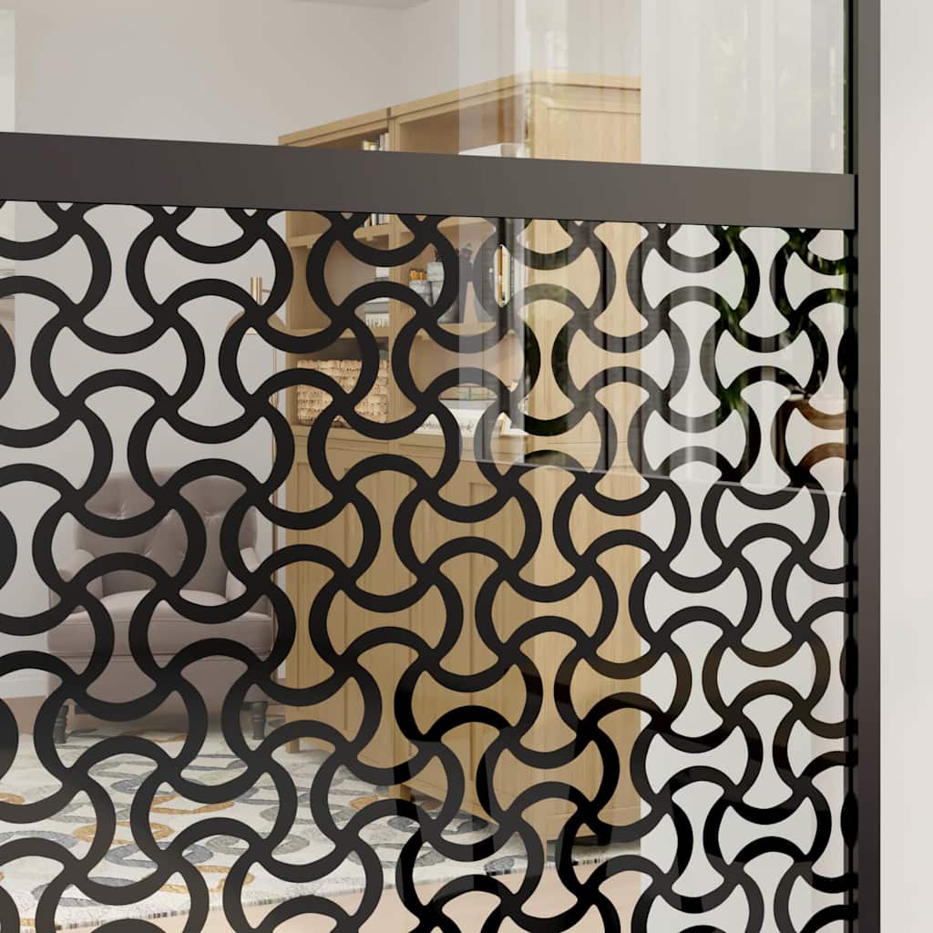 Glass Door Fretwork Black 102.5 x 2 x 205 cm Aluminium