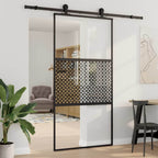 Glass Door Fretwork Black 102.5 x 2 x 205 cm Aluminium