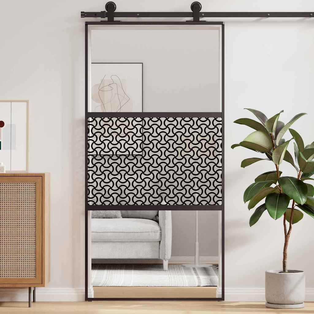 Glass Door Fretwork Black 102.5 x 2 x 205 cm Aluminium