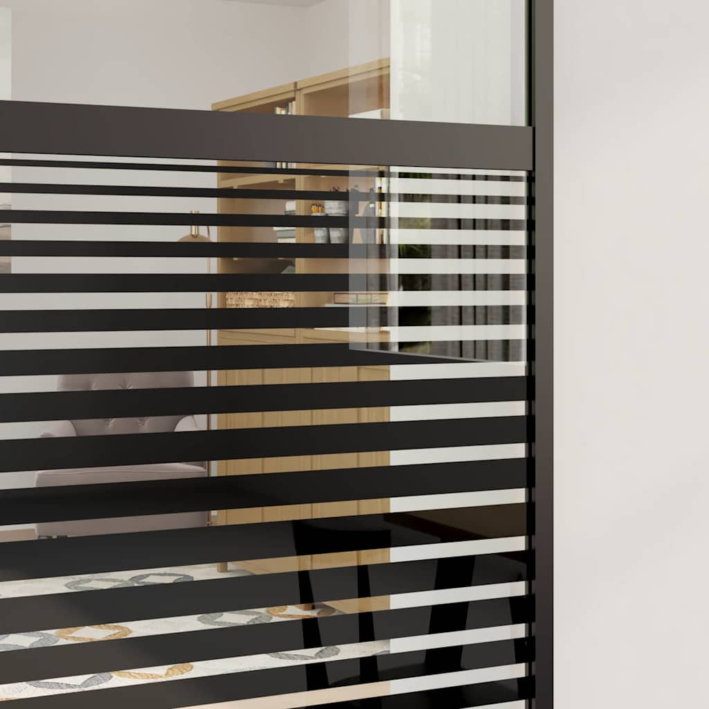 Glass Door Striped Black 76 x 2 x 205 cm Aluminium