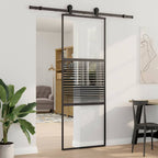 Glass Door Striped Black 76 x 2 x 205 cm Aluminium