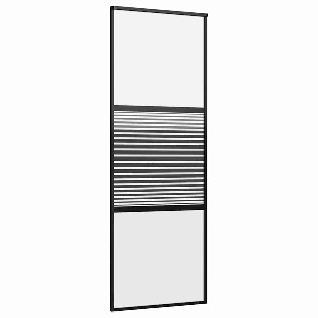 Glass Door Striped Black 76 x 2 x 205 cm Aluminium