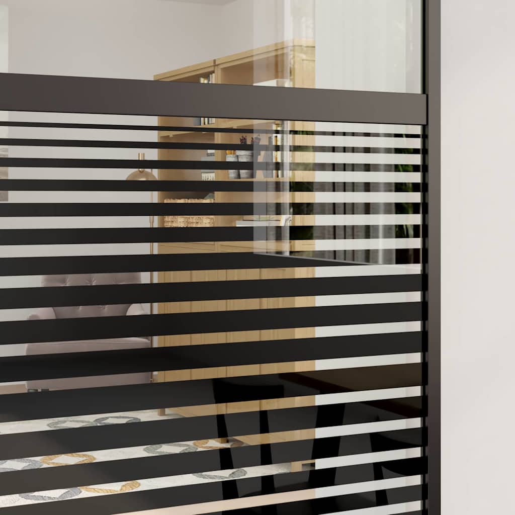 Glass Door Striped Black 90 x 2 x 205 cm Aluminium