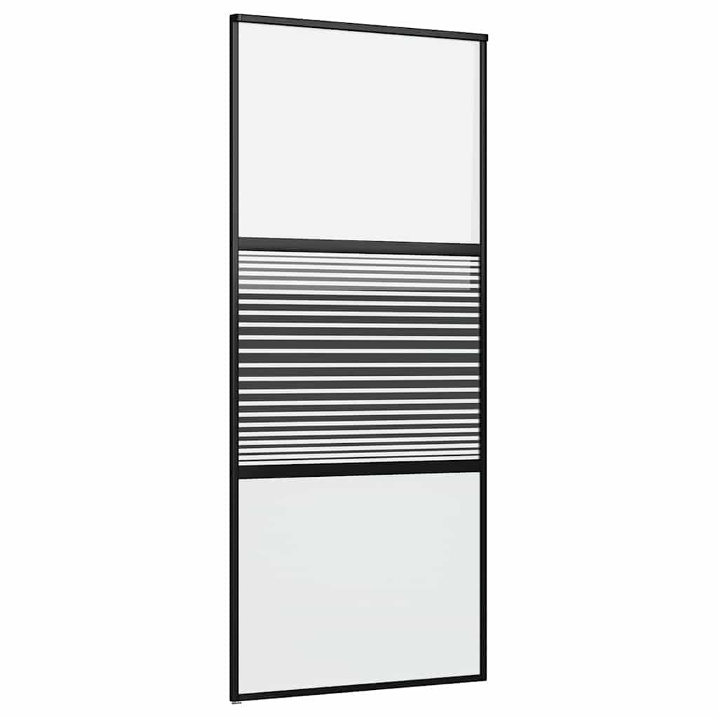 Glass Door Striped Black 90 x 2 x 205 cm Aluminium