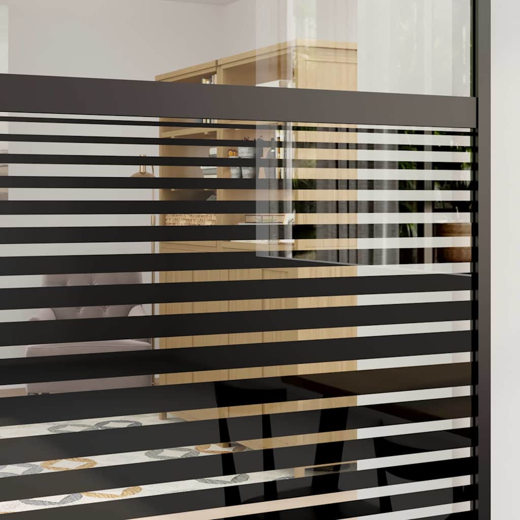 Glass Door Striped Black 102.5 x 2 x 205 cm Aluminium