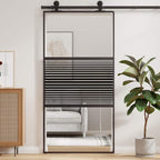 Glass Door Striped Black 102.5 x 2 x 205 cm Aluminium