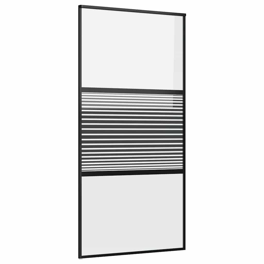 Glass Door Striped Black 102.5 x 2 x 205 cm Aluminium