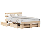Bed Frame with Headboard Brown 120 x 200 cm Solid Pine Wood
