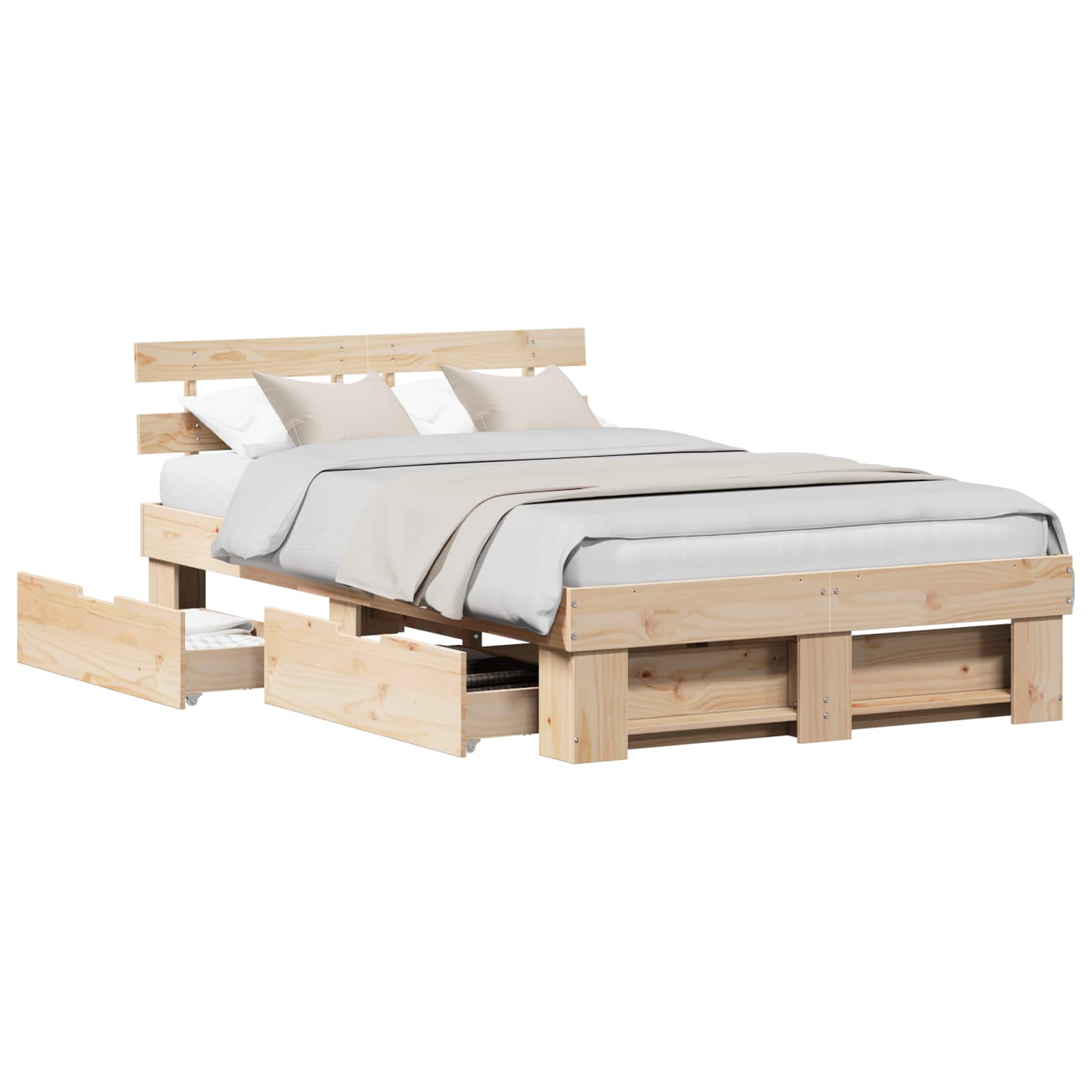 Bed Frame with Headboard Brown 120 x 200 cm Solid Pine Wood