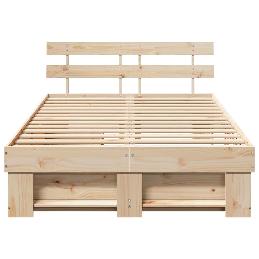 Bed Frame with Headboard Brown 120 x 200 cm Solid Pine Wood