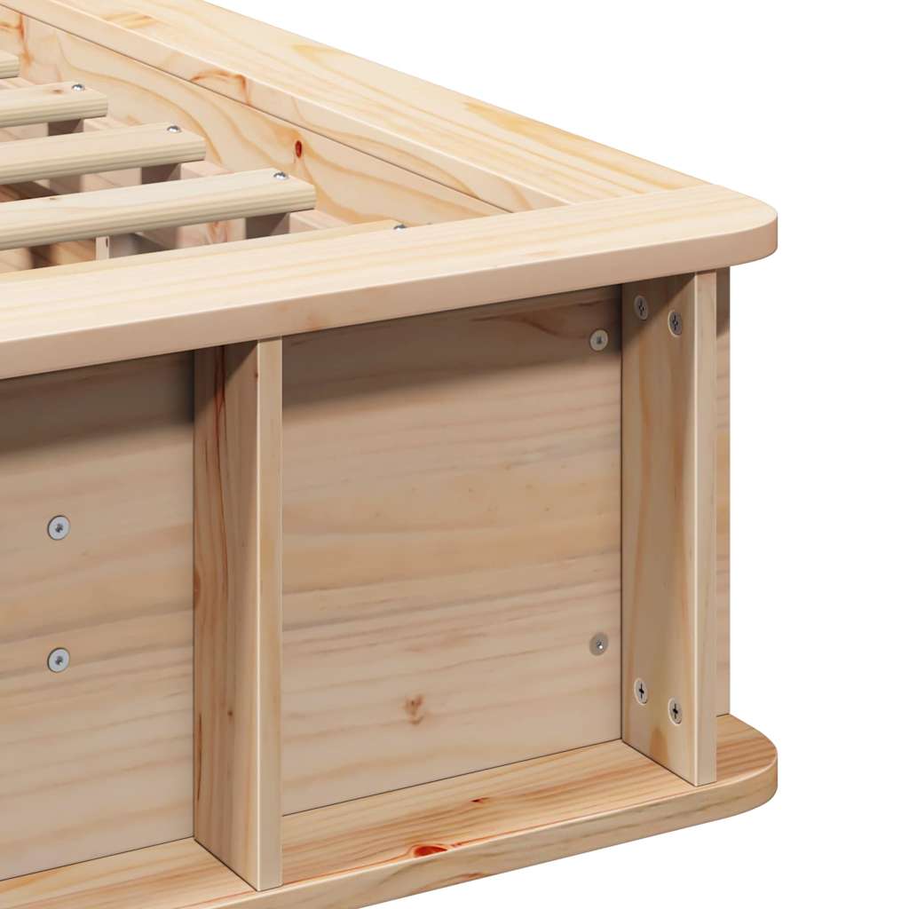 Bed Frame Wax Brown 75 x 190 cm Solid Pine Wood