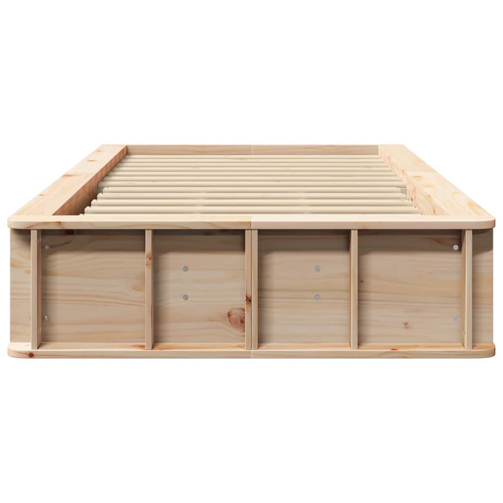 Bed Frame Wax Brown 75 x 190 cm Solid Pine Wood