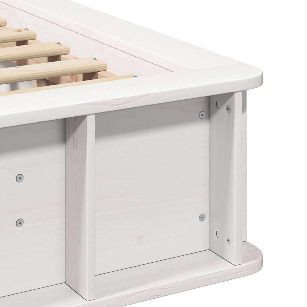 Bed Frame White 75 x 190 cm Solid Pine Wood