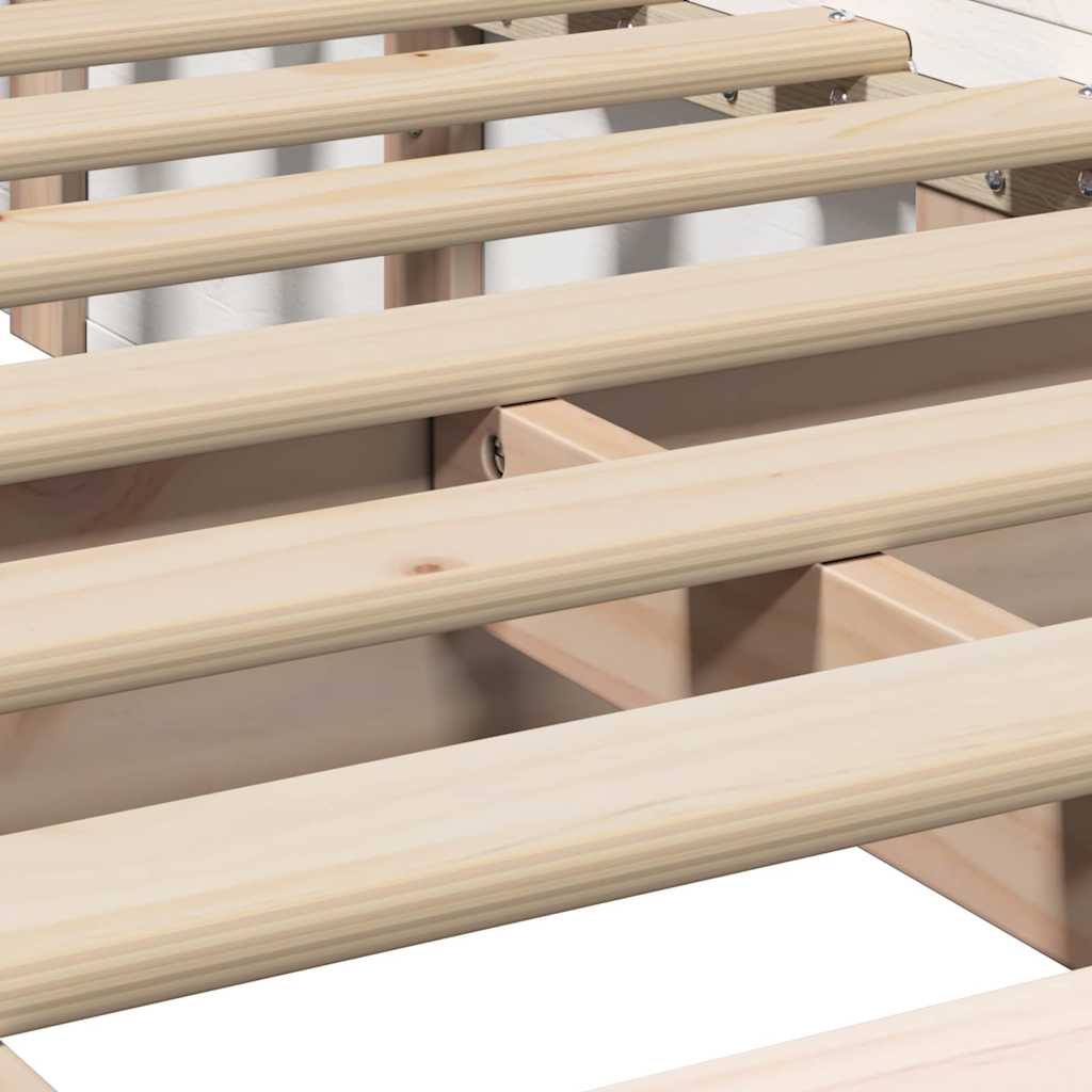 Bed Frame White 75 x 190 cm Solid Pine Wood