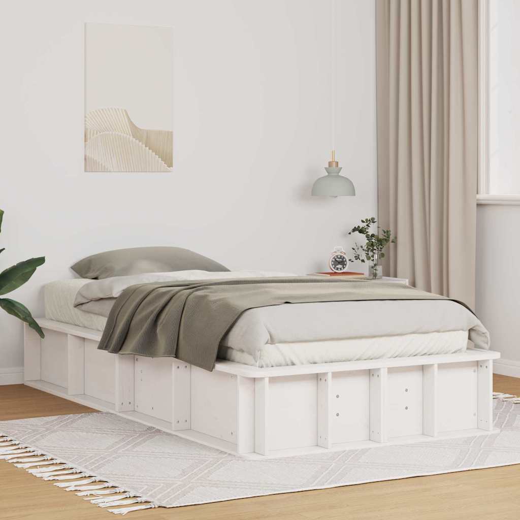 Bed Frame White 75 x 190 cm Solid Pine Wood