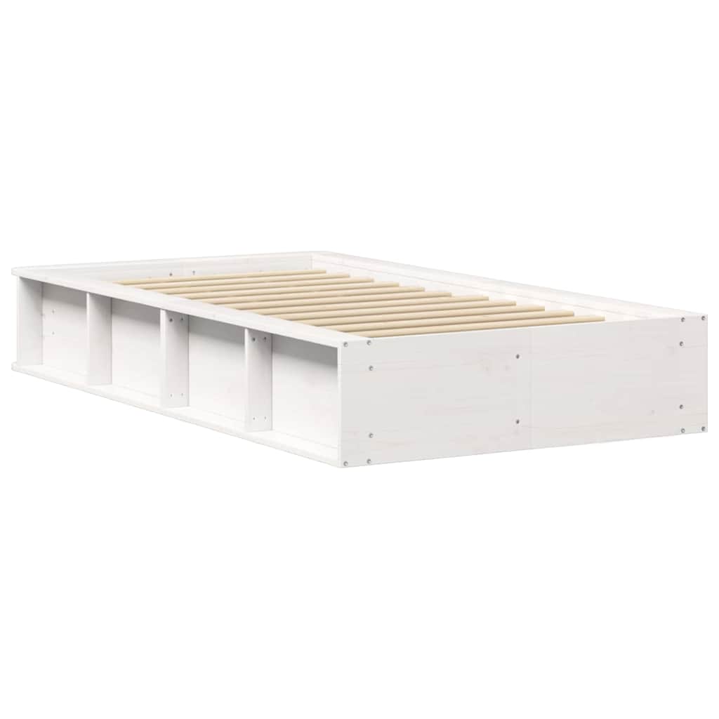 Bed Frame White 75 x 190 cm Solid Pine Wood