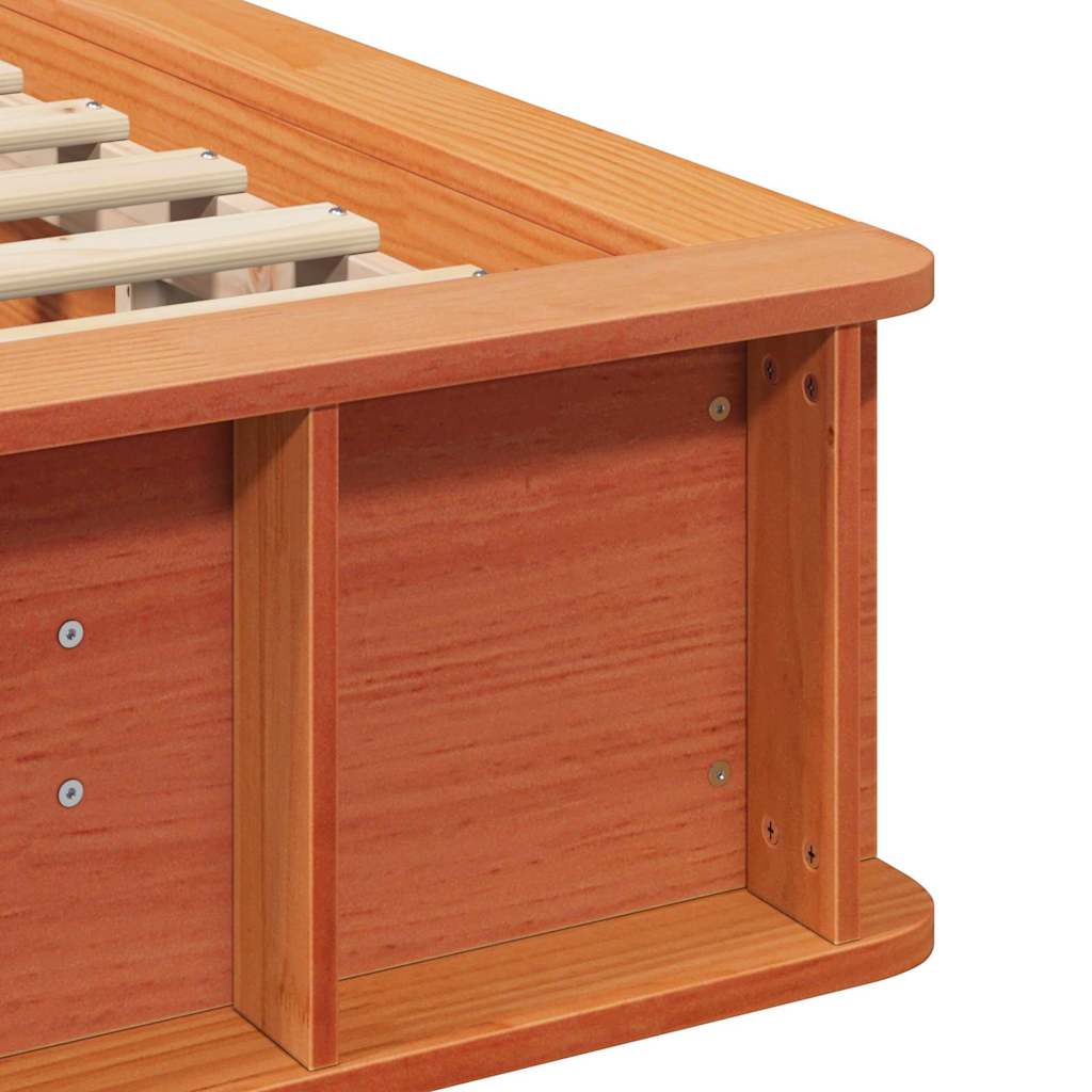 Bed Frame Wax Brown 75 x 190 cm Solid Pine Wood