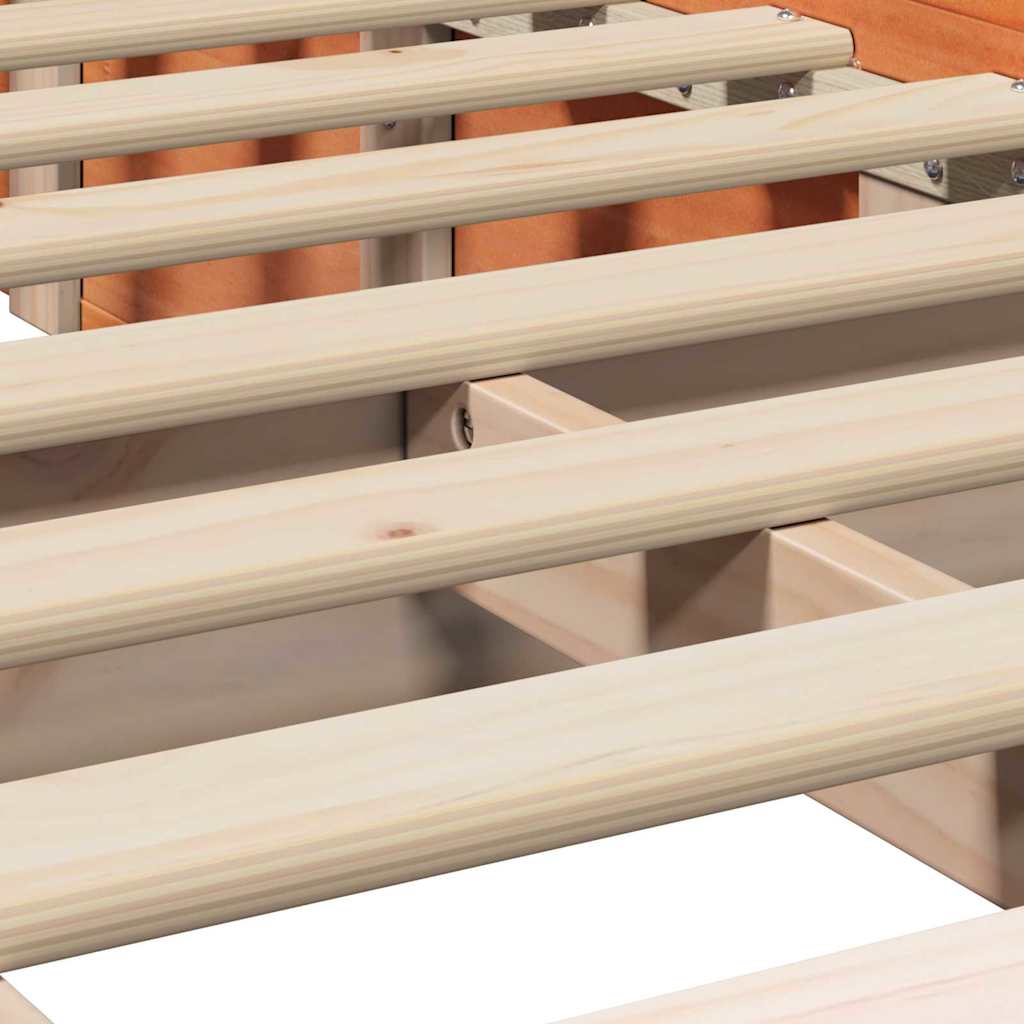 Bed Frame Wax Brown 75 x 190 cm Solid Pine Wood