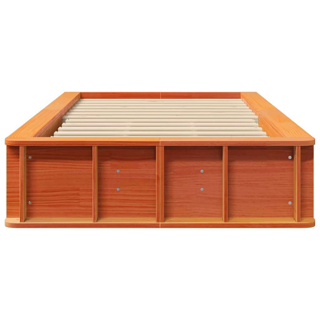 Bed Frame Wax Brown 75 x 190 cm Solid Pine Wood