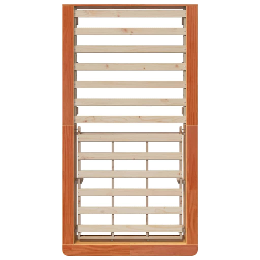 Bed Frame Wax Brown 75 x 190 cm Solid Pine Wood