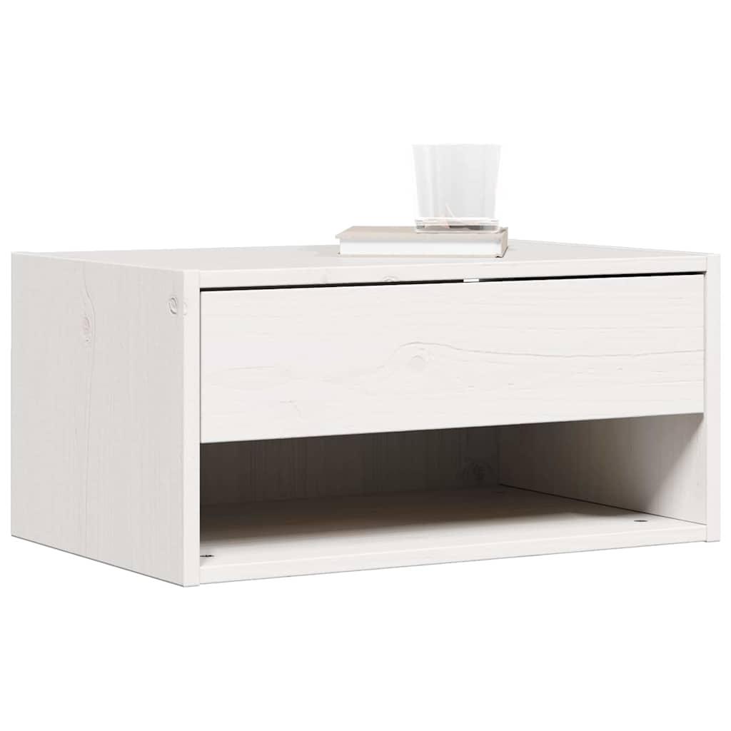 Bedside Table White 50 x 32.5 x 24 cm Solid pine wood