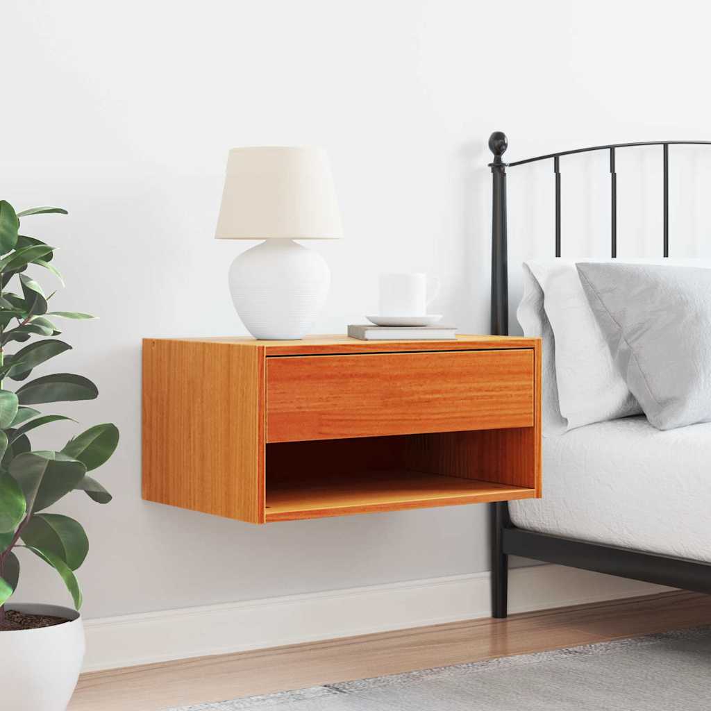 Bedside Table Wax Brown 50 x 32.5 x 24 cm Solid pine wood