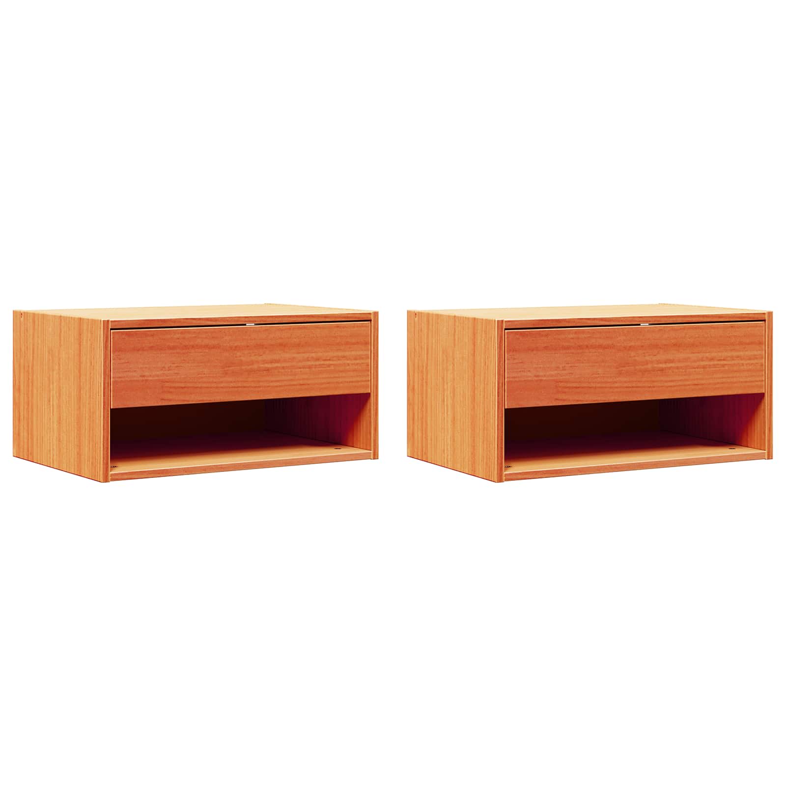 Bedside Table 2 pcs Wax Brown 50 x 32.5 x 24 cm Solid pine wood