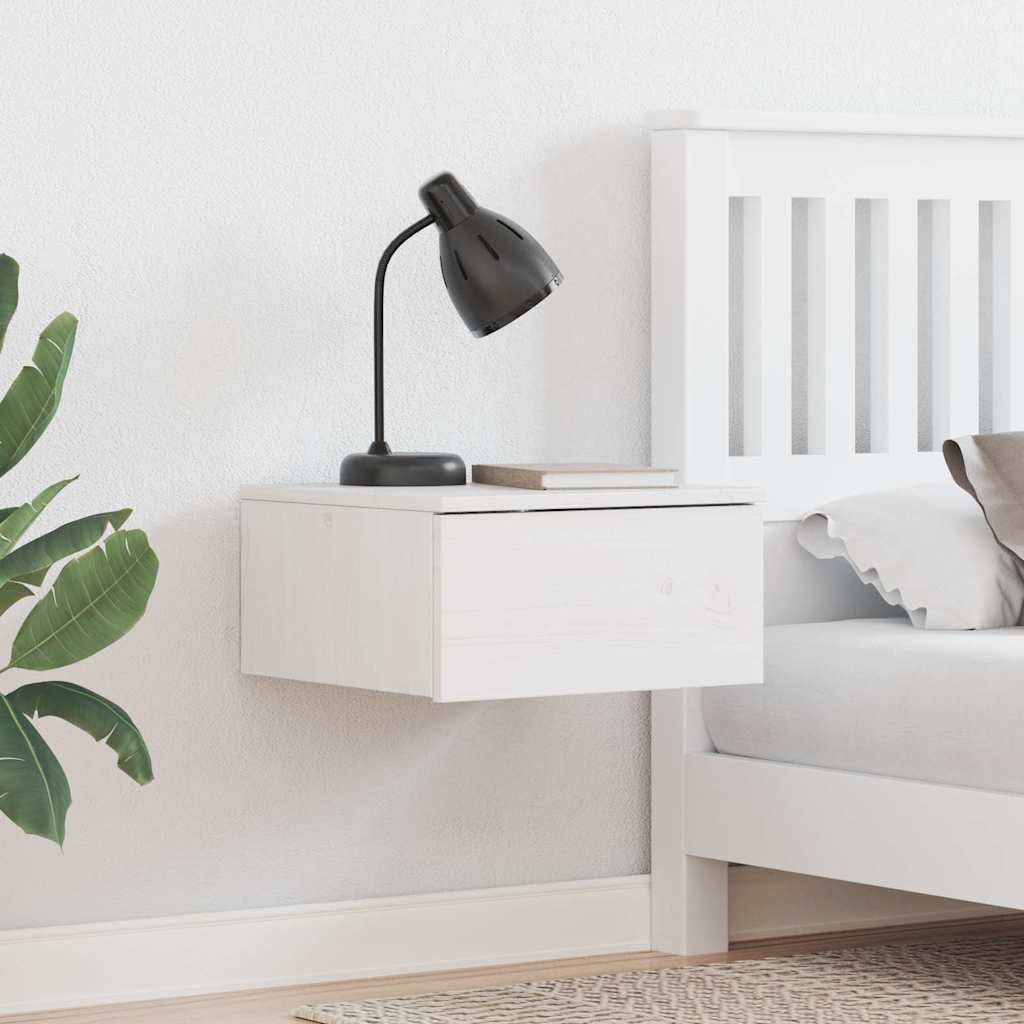 Bedside Table White 37 x 35 x 18.5 cm Solid pine wood