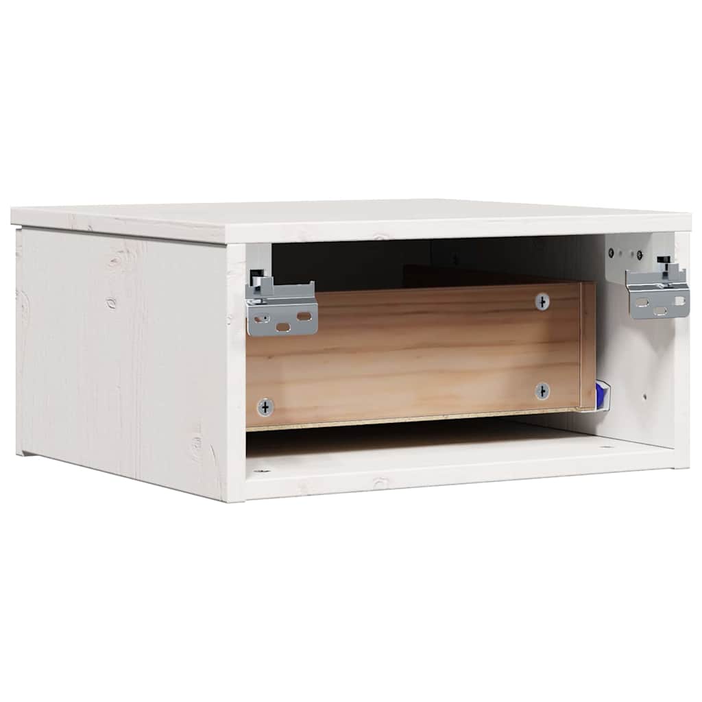 Bedside Table White 37 x 35 x 18.5 cm Solid pine wood