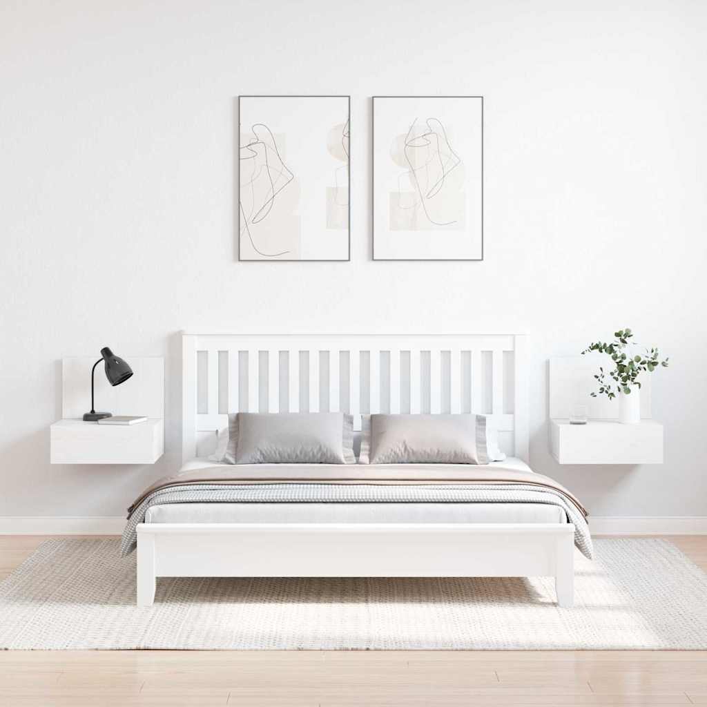 Bedside Table 2 pcs White 42 x 32.5 x 40 cm Solid pine wood