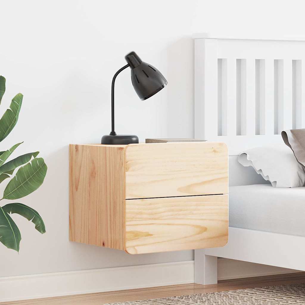 Bedside Table 2 pcs Natural 39 x 34 x 33 cm Solid pinewood