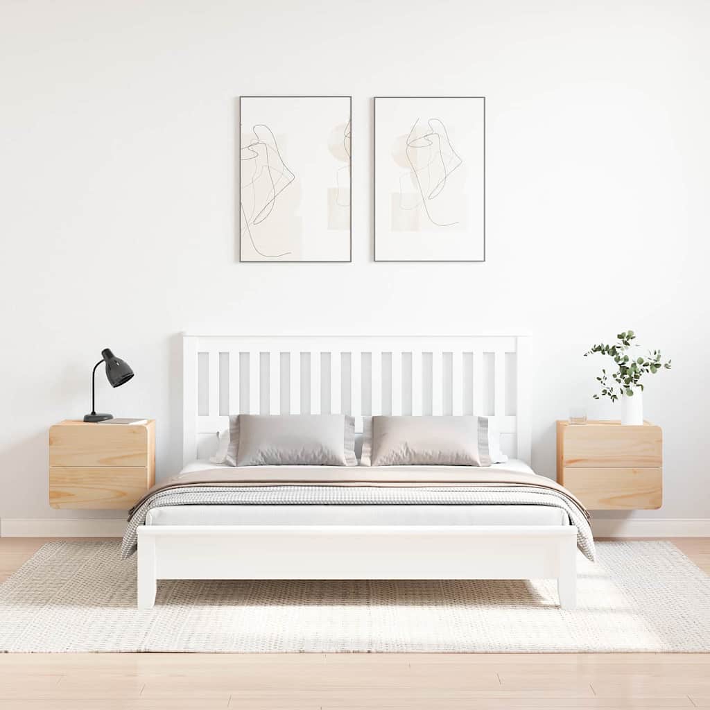 Bedside Table 2 pcs Natural 39 x 34 x 33 cm Solid pinewood