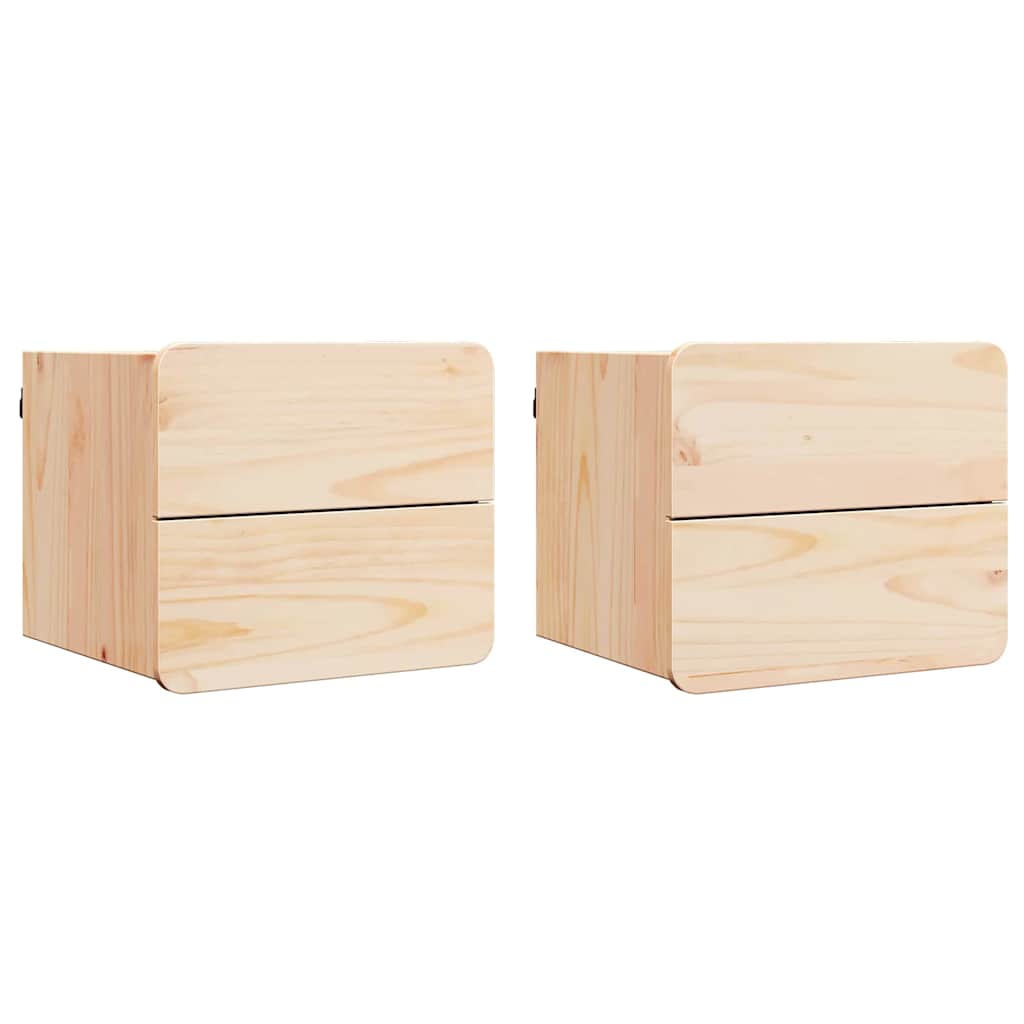 Bedside Table 2 pcs Natural 39 x 34 x 33 cm Solid pinewood