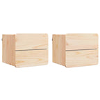 Bedside Table 2 pcs Natural 39 x 34 x 33 cm Solid pinewood