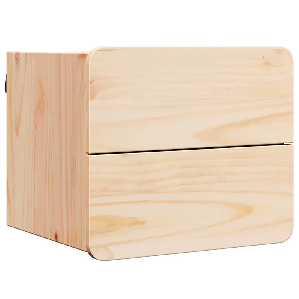 Bedside Table 2 pcs Natural 39 x 34 x 33 cm Solid pinewood