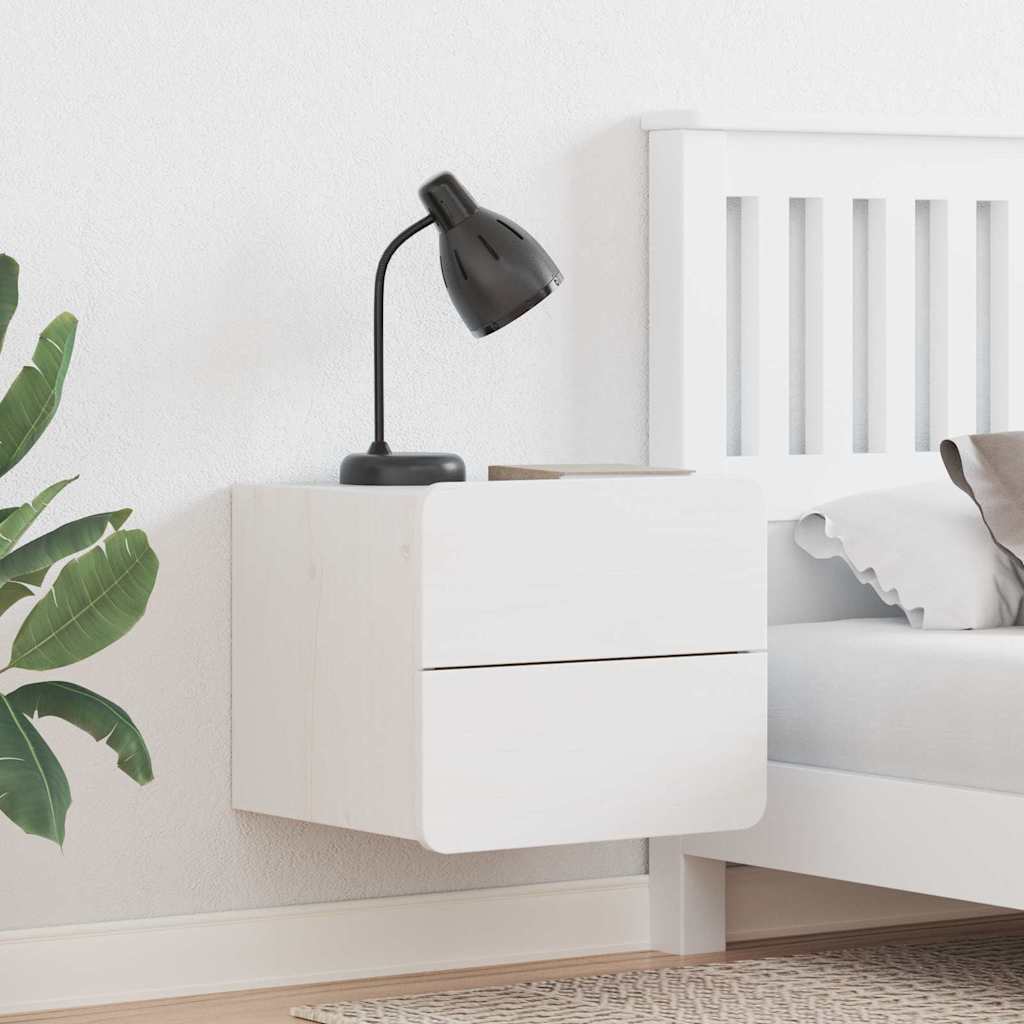 Bedside Table with Drawer White 39 x 34 x 33 cm Solid pinewood