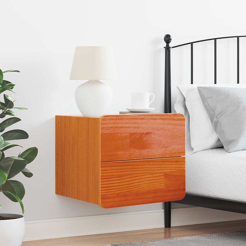 Bedside Table Wax Brown 39 x 34 x 33 cm Solid pinewood