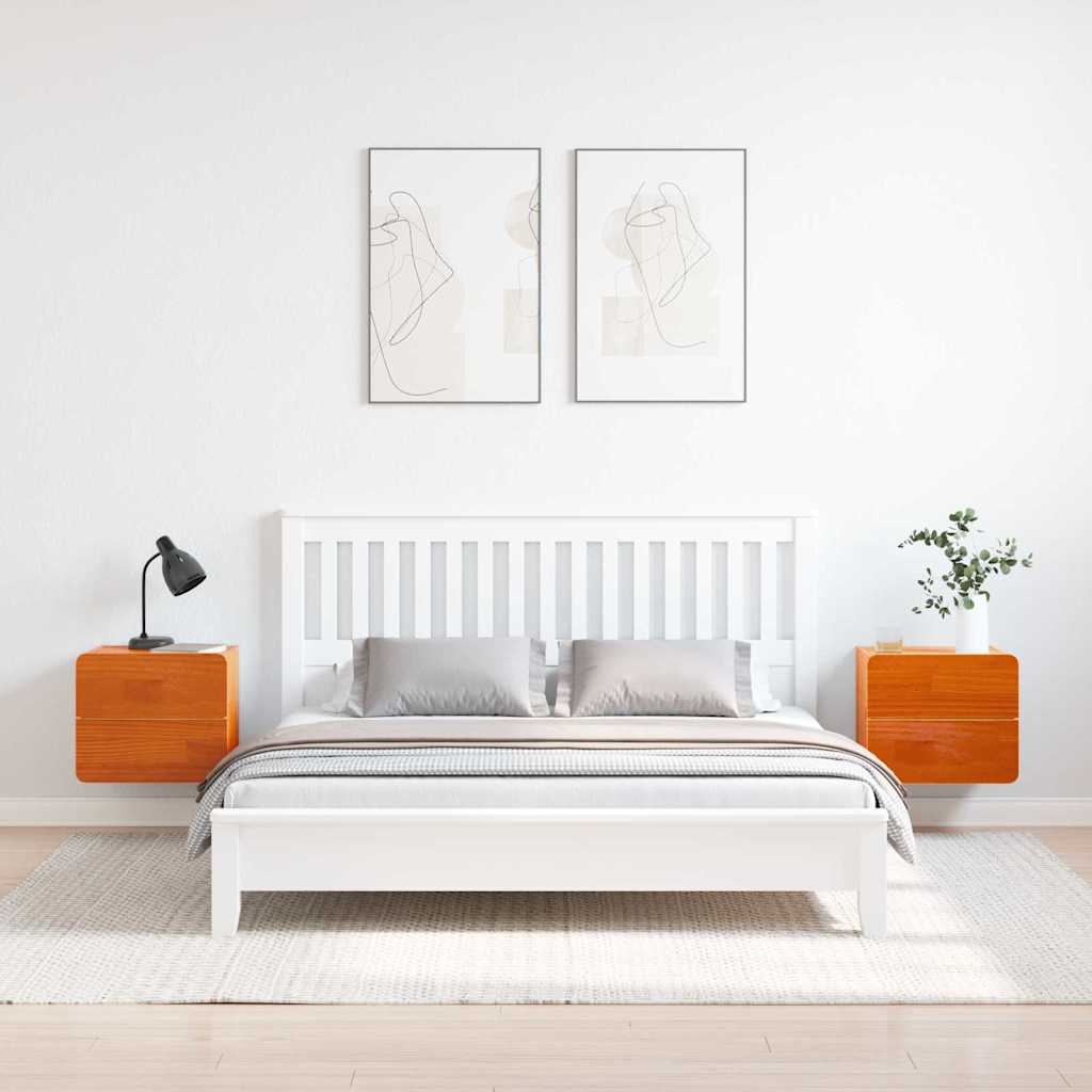 Bedside Table 2 pcs Brown 39 x 34 x 33 cm Solid pinewood