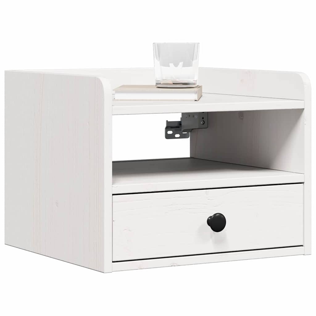 Bedside Table White 38 x 36 x 29.5 cm Solid pine wood