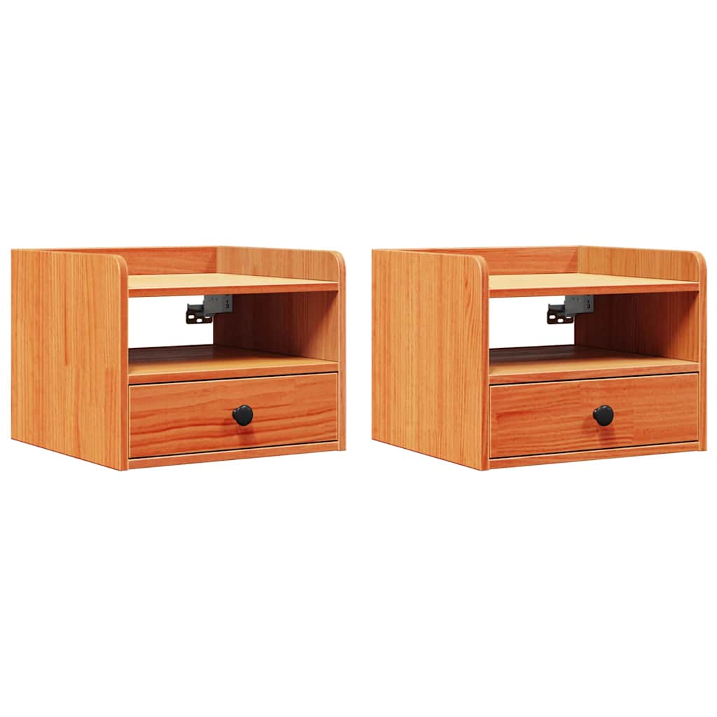 Bedside Table 2 pcs Wax Brown 38 x 36 x 29.5 cm Solid pine wood