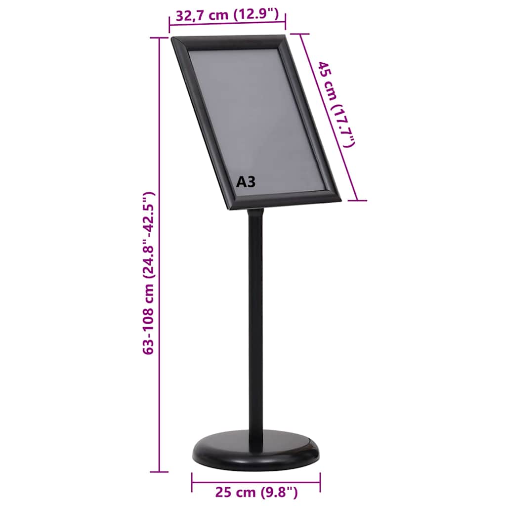 Poster Stands 2 pcs Black 45 x 32.7 x 108 cm Aluminium