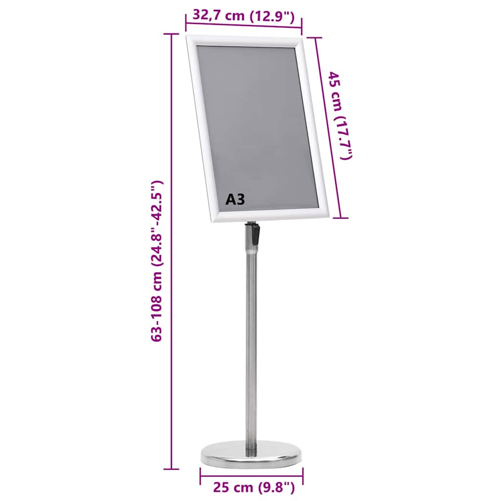 Poster Stands 2 pcs Silver 45 x 32.7 x 108 cm Aluminium