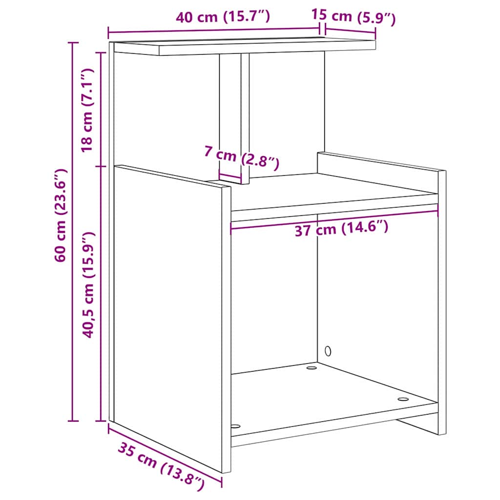 Bedside Cabinet 2 pcs Black Oak 40 x 35 x 60 cm Engineered Wood