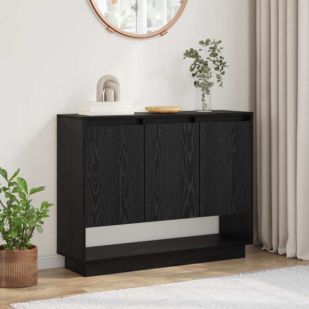 Sideboard Black Oak 97 x 29 x 75 cm Engineered Wood