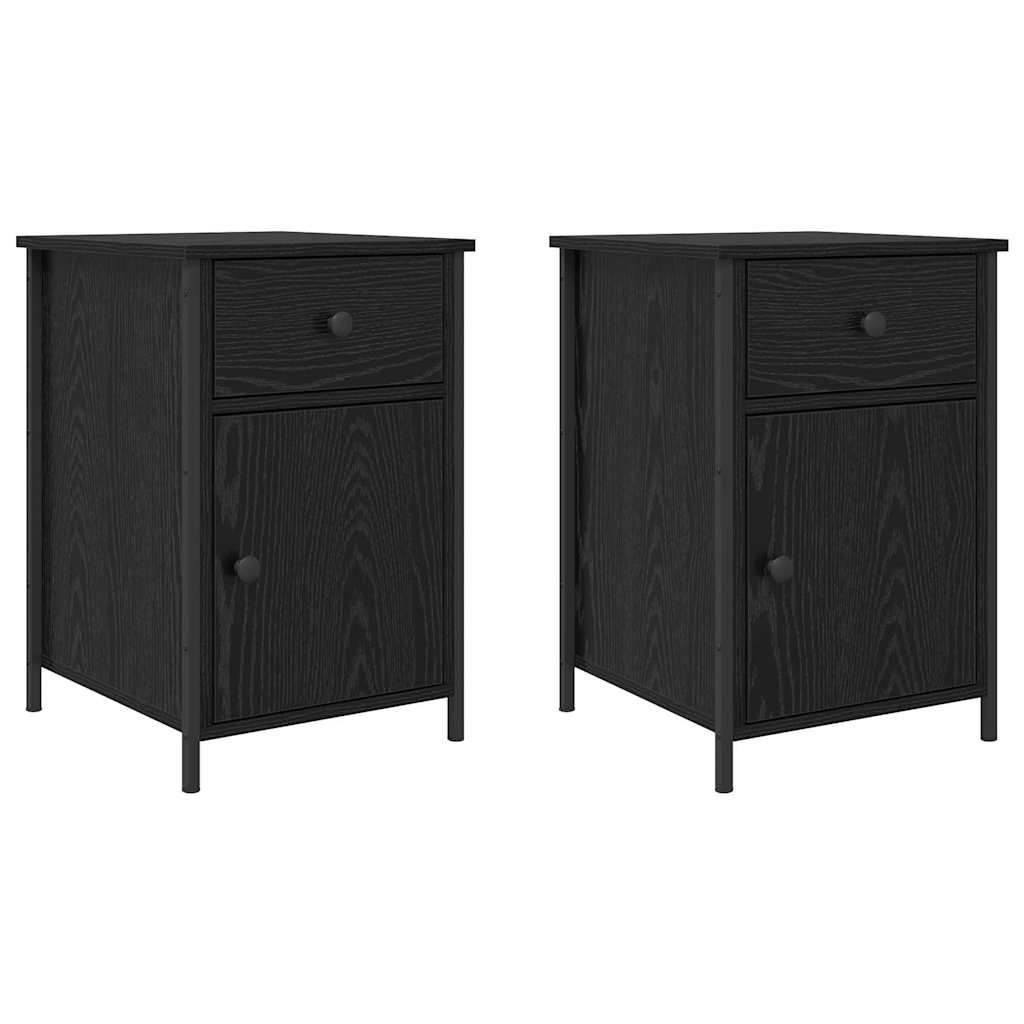 Bedside Cabinet 2 pcs Black Oak 40 x 42 x 60 cm Engineered Wood
