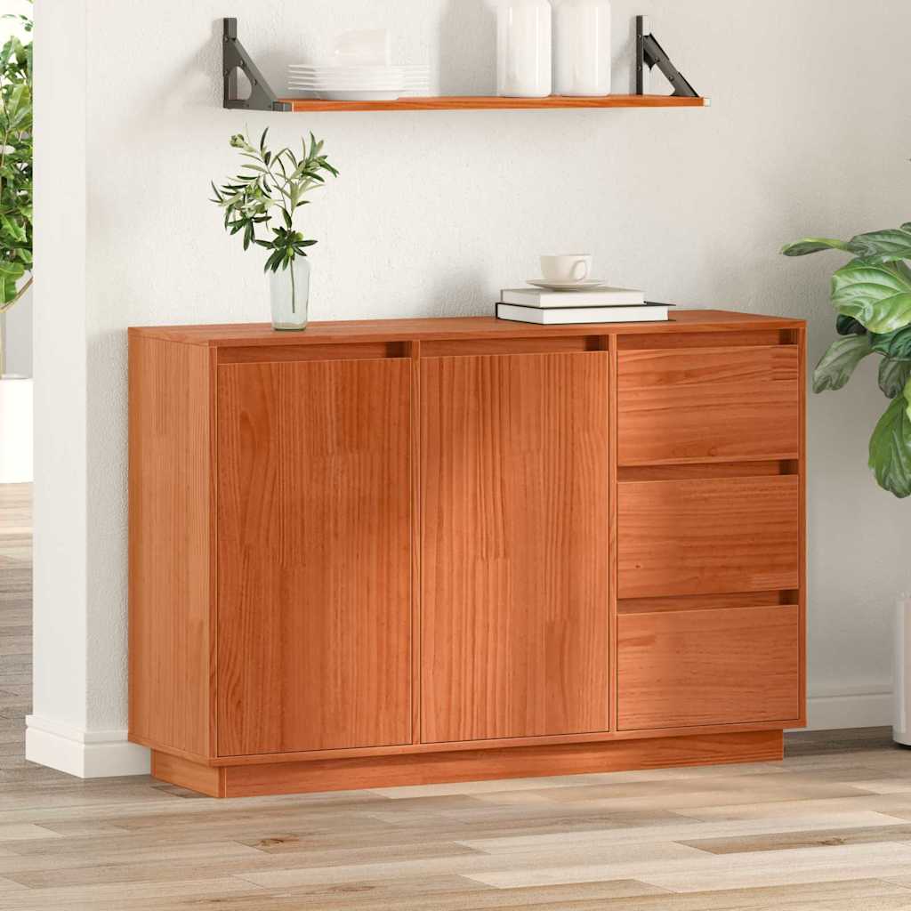 Sideboard Brown Oak 111 x 34 x 75 cm Solid Pine Wood